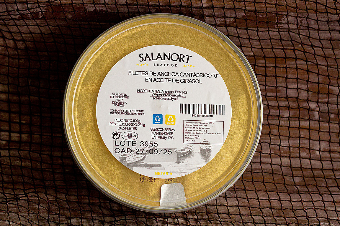 Anchois de Cantabrie à l'huile de tournesol . 50-55 filets