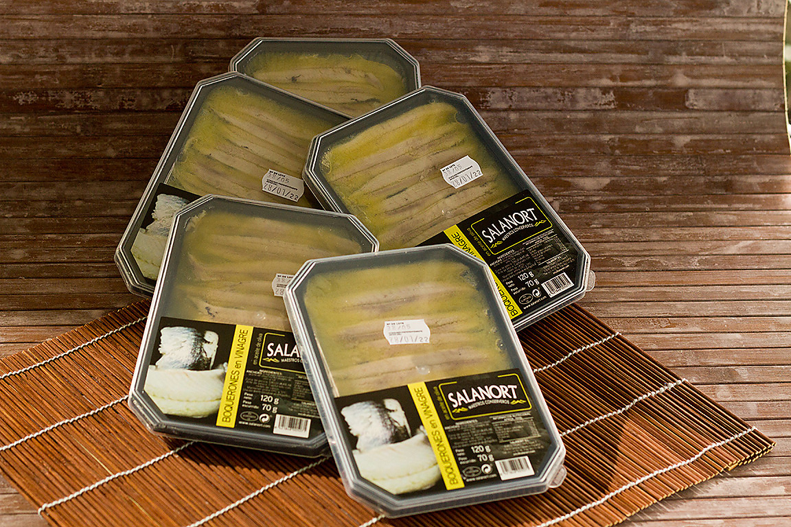 Lot de 5 boîtes en plastique anchois marinés 120 g