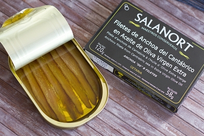 Anchois  de la mer Cantabrique Salanort 00 à l’huile d’olive extra vierge 120 g